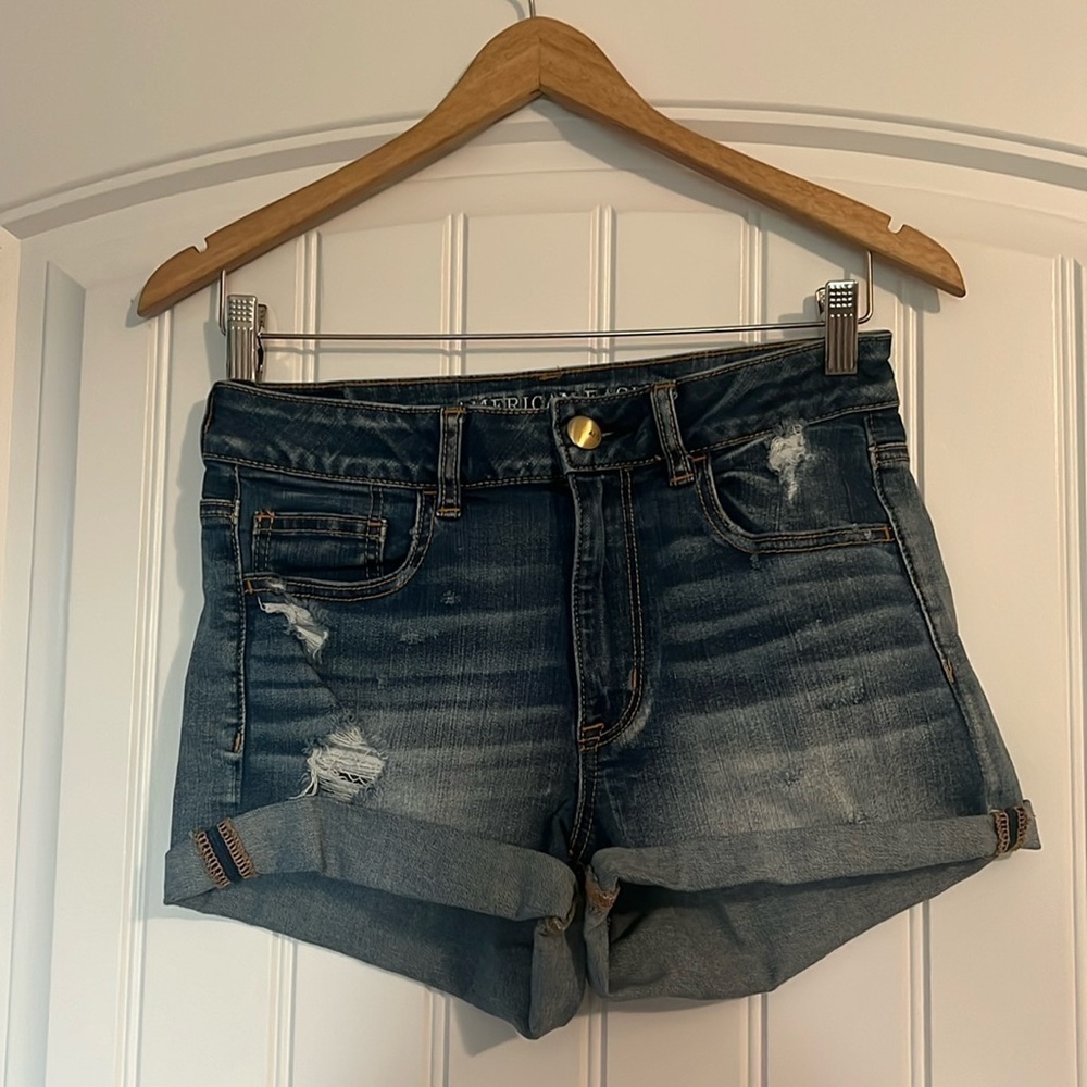 American Eagle High Rise Shortie Jean Shorts Size 6